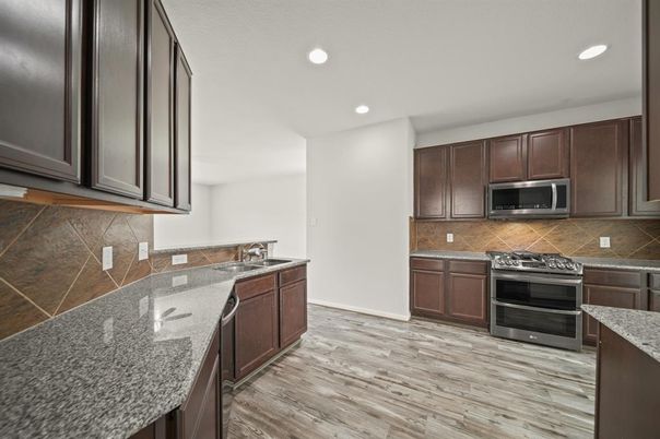 Interior, Kitchen, Recessed Lighting, Wood Texture Flooring