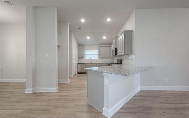 Interior, Kitchen, Recessed Lighting, Wood Texture Flooring