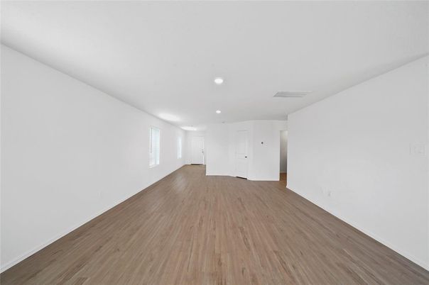 Empty room, Interior, Recessed Lighting, Wood Texture Flooring