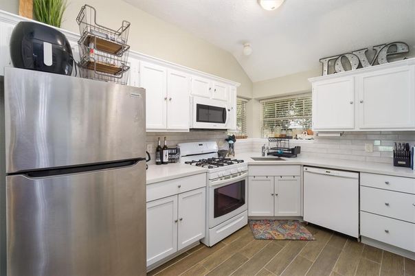 Interior, Kitchen, Stainless Steel Appliances, Wood Texture Flooring