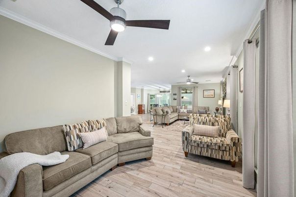 Interior, Living room, Recessed Lighting, Wood Texture Flooring
