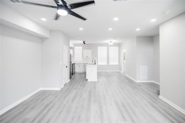 Interior, Kitchen, Recessed Lighting, Wood Texture Flooring