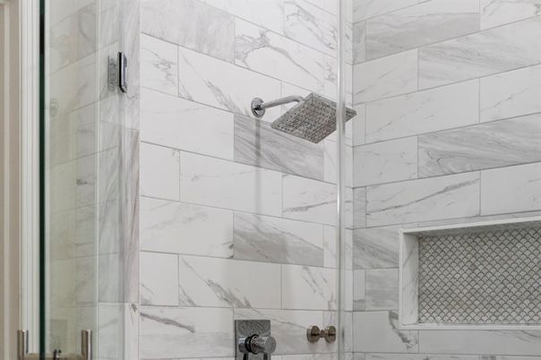 Bathroom, Glass Shower, Interior, Marble Walls