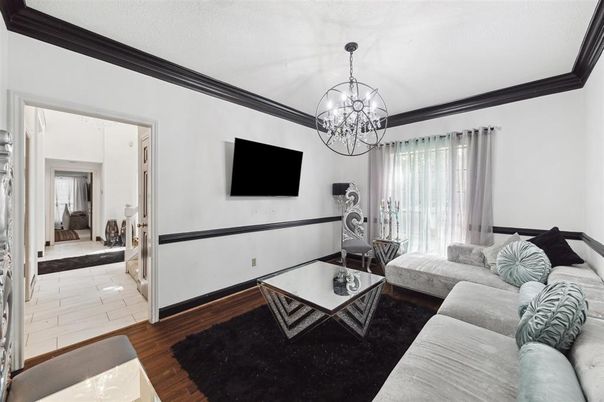 Chandelier, Interior, Living room, Wood Texture Flooring