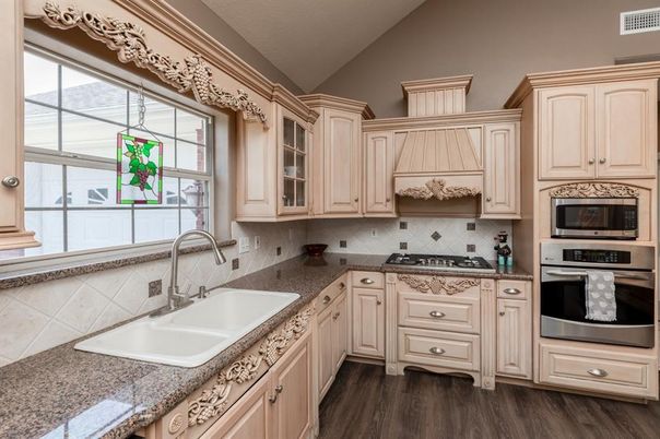 Interior, Kitchen, Stainless Steel Appliances, Wood Texture Flooring