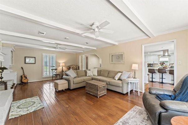 Interior, Kitchen, Living room, Recessed Lighting, Wood Texture Flooring