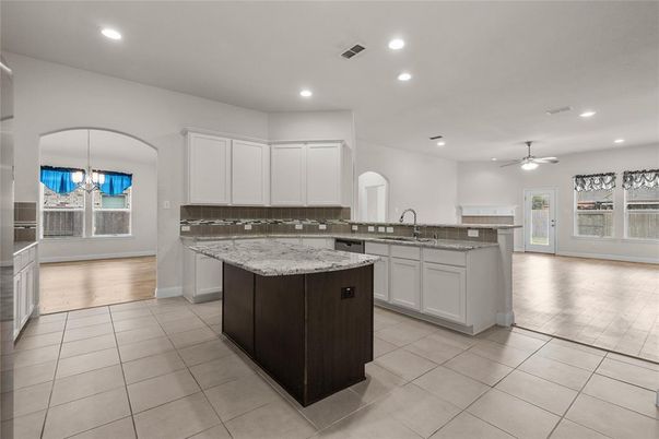 Interior, Kitchen, Recessed Lighting, Wood Texture Flooring