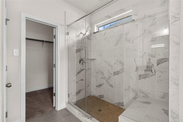 Bathroom, Glass Shower, Interior, Marble Walls