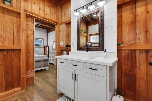 Bathroom, Interior, Wood Texture Flooring, Wooden Walls