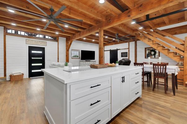 Dining room, Interior, Kitchen, Recessed Lighting, Wooden Beams, Wooden Ceilings, Wood Texture Flooring