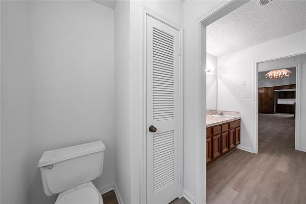 Bathroom, Chandelier, Interior, Wood Texture Flooring