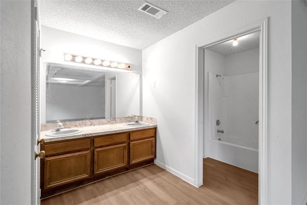 Bathroom, Dual Sink Vanities, Interior, Wood Texture Flooring