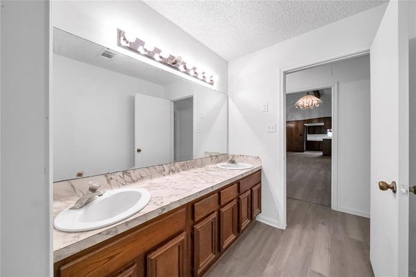 Bathroom, Dual Sink Vanities, Interior, Wood Texture Flooring
