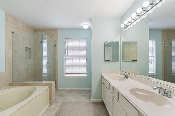 Bathroom, Dual Sink Vanities, Glass Shower, Interior