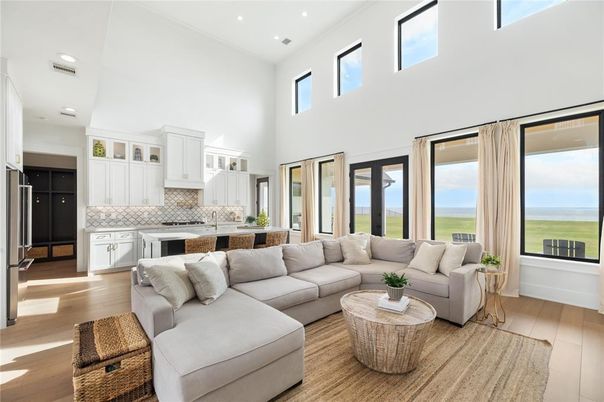 Interior, Kitchen, Living room, Recessed Lighting, Water, Wood Texture Flooring