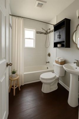 Bathroom, Interior, Wood Texture Flooring
