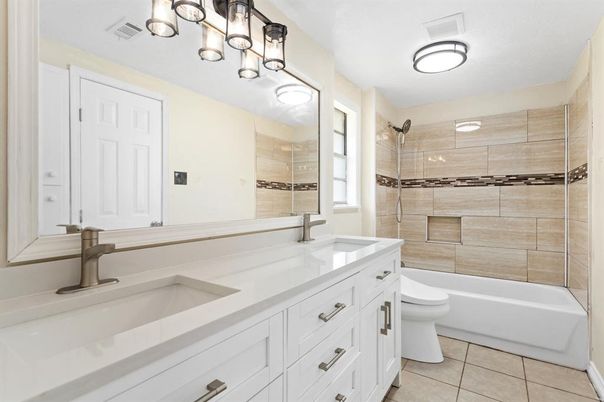Bathroom, Dual Sink Vanities, Glass Shower, Interior