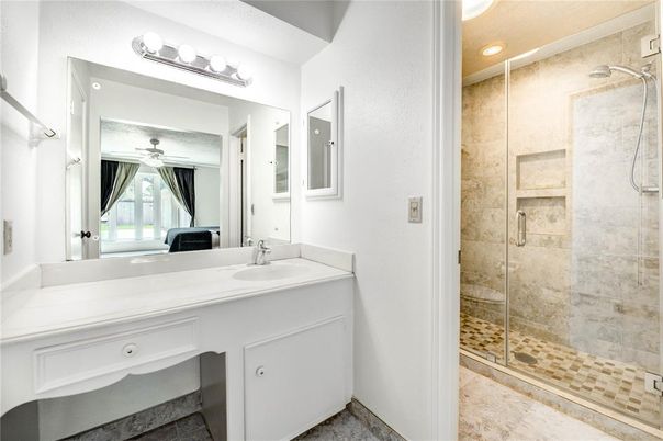 Bathroom, Glass Shower, Interior, Recessed Lighting