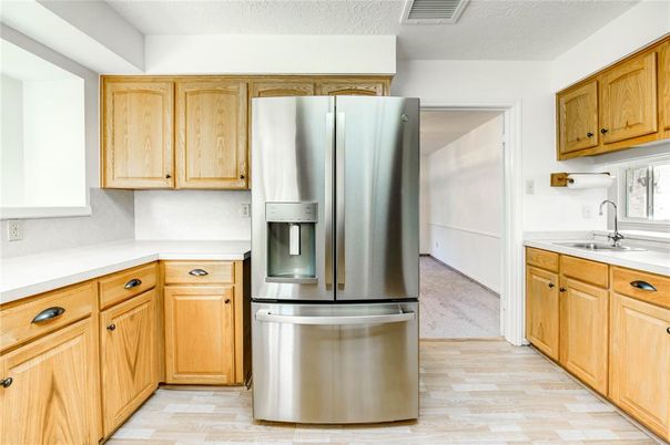 Interior, Kitchen, Stainless Steel Appliances, Wood Texture Flooring
