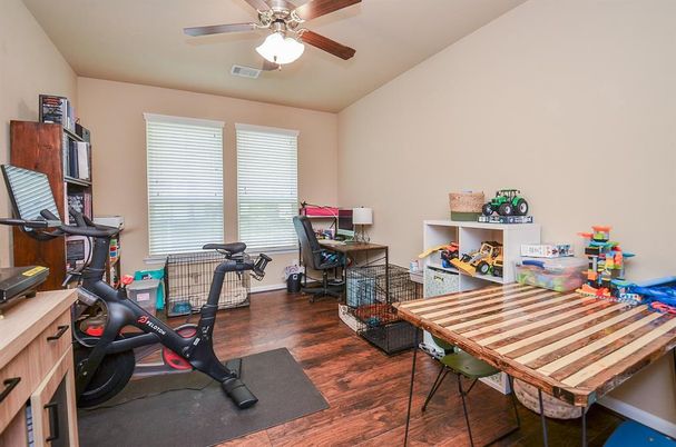 Fitness Equipment, Home Office, Interior, Wood Texture Flooring