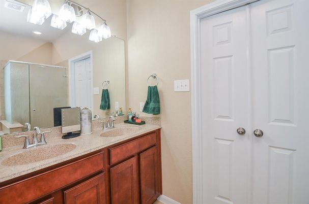 Bathroom, Dual Sink Vanities, Glass Shower, Interior, Recessed Lighting