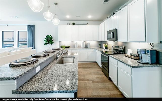 Interior, Kitchen, Pendant Lights, Recessed Lighting, Wood Texture Flooring