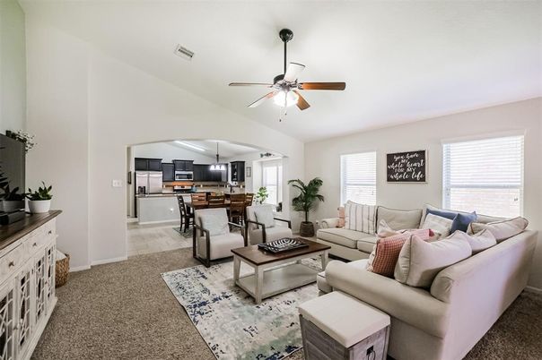 Dining room, Interior, Kitchen, Living room, Pendant Lights, Stainless Steel Appliances