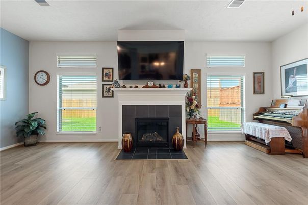 Fireplace, Interior, Piano, Wood Texture Flooring