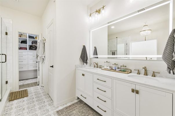 Bathroom, Dual Sink Vanities, Interior, Wood Texture Flooring