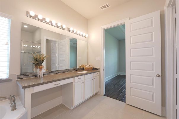 Bathroom, Dual Sink Vanities, Interior, Wood Texture Flooring