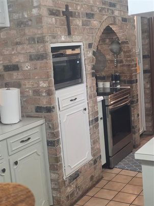 Interior, Kitchen, Stainless Steel Appliances, Stone Walls