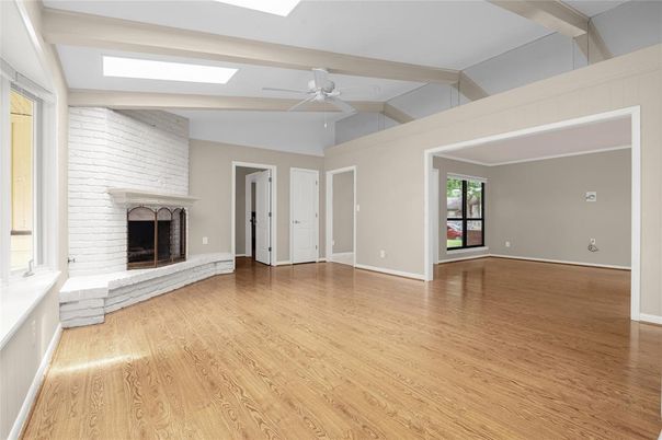 Empty room, Fireplace, Interior, Wood Texture Flooring