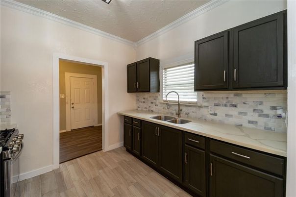 Interior, Kitchen, Marble Walls, Wood Texture Flooring