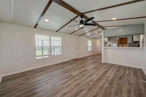 Empty room, Interior, Recessed Lighting, Wood Texture Flooring