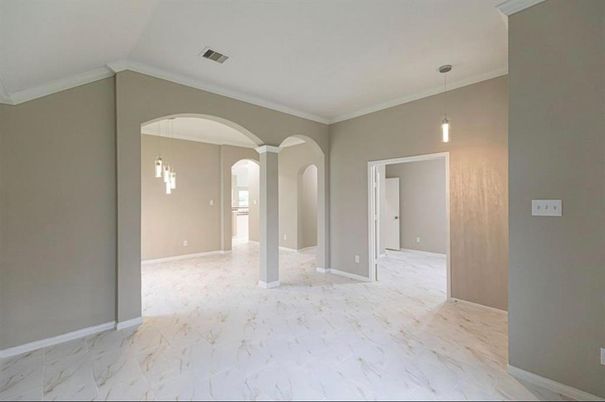 Empty room, Interior, Marble, Pendant Lights