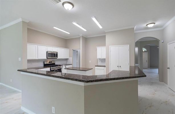 Interior, Kitchen, Marble, Recessed Lighting, Stainless Steel Appliances