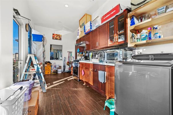 Interior, Kitchen, Recessed Lighting, Wood Texture Flooring