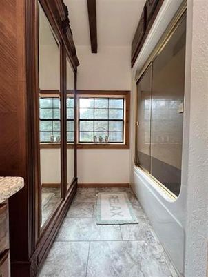 Bathroom, Glass Shower, Interior, Wooden Beams