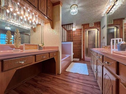 Bathroom, Interior, Wood Texture Flooring, Wooden Walls
