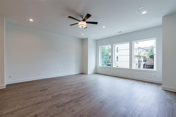 Empty room, Interior, Recessed Lighting, Wood Texture Flooring