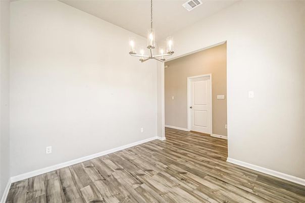 Empty room, Interior, Pendant Lights, Wood Texture Flooring