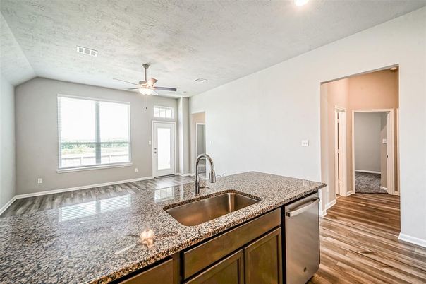 Interior, Kitchen, Recessed Lighting, Wood Texture Flooring