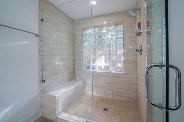Bathroom, Glass Shower, Interior, Recessed Lighting