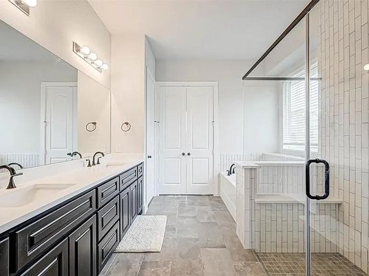 Bathroom, Dual Sink Vanities, Glass Shower, Interior