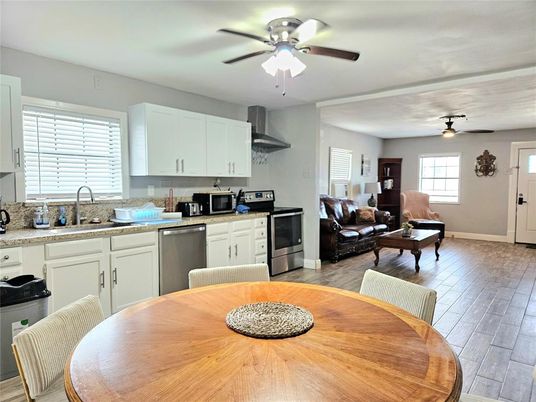 Dining room, Interior, Kitchen, Living room, Wood Texture Flooring