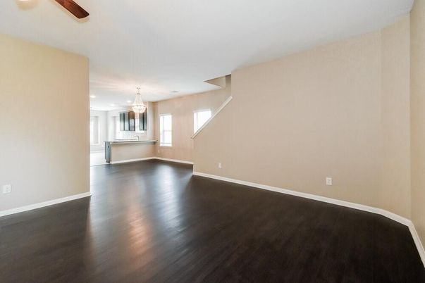 Chandelier, Empty room, Interior, Kitchen, Wood Texture Flooring