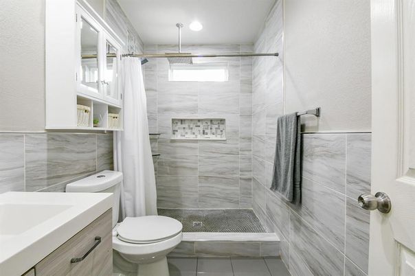 Bathroom, Glass Shower, Interior, Recessed Lighting