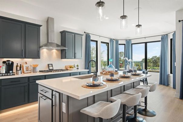 Interior, Kitchen, Pendant Lights, Wood Texture Flooring