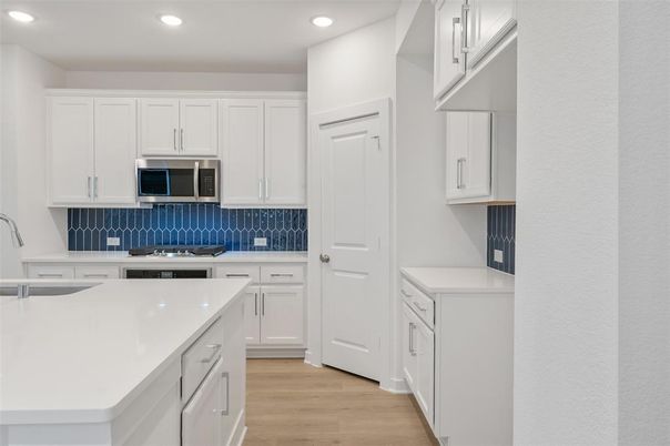 Interior, Kitchen, Recessed Lighting, Wood Texture Flooring