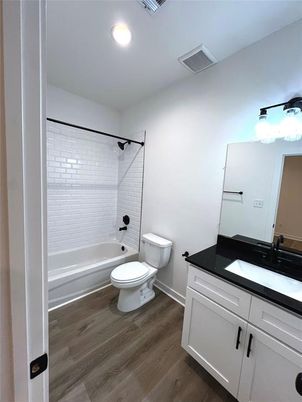 Bathroom, Interior, Recessed Lighting, Wood Texture Flooring
